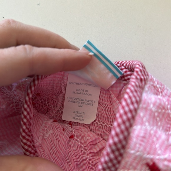 Baby Smocked Heart Embroidered Two Piece Set (12M) - Picture 2 of 2